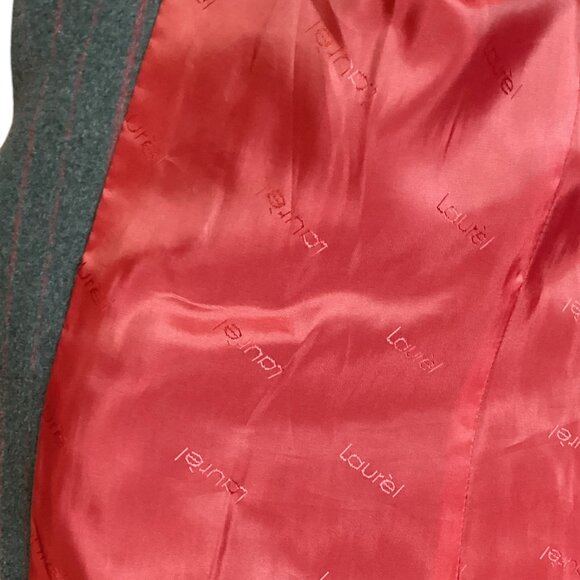 VINTAGE Laurèl 2 pc Pin Stripe Pant Suit, Sz 38, Dark Grey, Burgundy - Picture 5 of 12